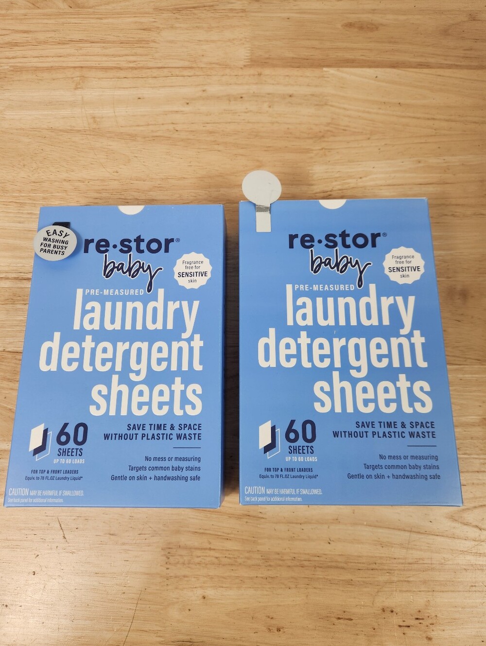 re•stor Baby Fragrance Free Gentle Laundry Detergent Sheets Pre-Measured 2 Boxes